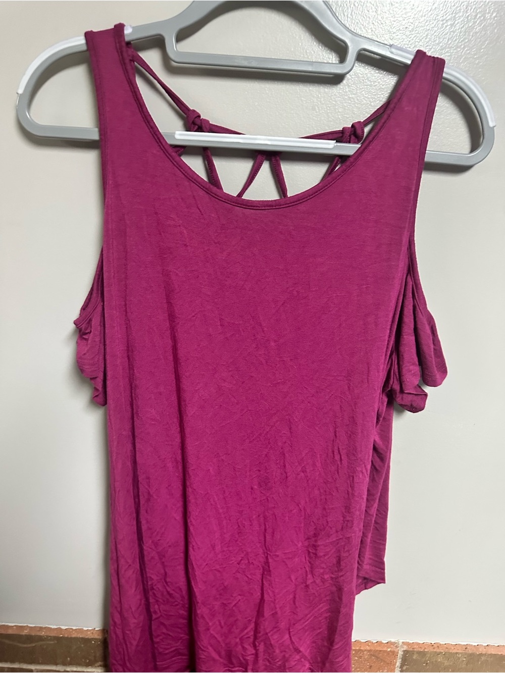 jcpenney Fuchsia Cold-Shoulder Tank with Strappy Back